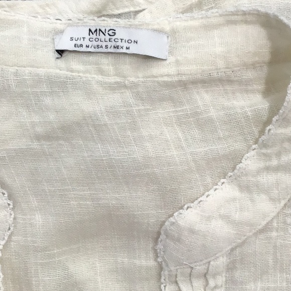 🆕 MNG Embroidered Aztec Blouse Split Neckline 3/4 Sleeves Cream NWOT - Picture 12 of 12